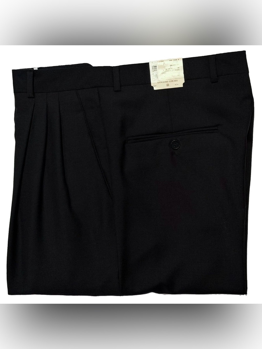 $450 NEW HICKEY FREEMAN PANTS 34 MIDNIGHT BLUE GABARDINE WOOL 3 PLEATS